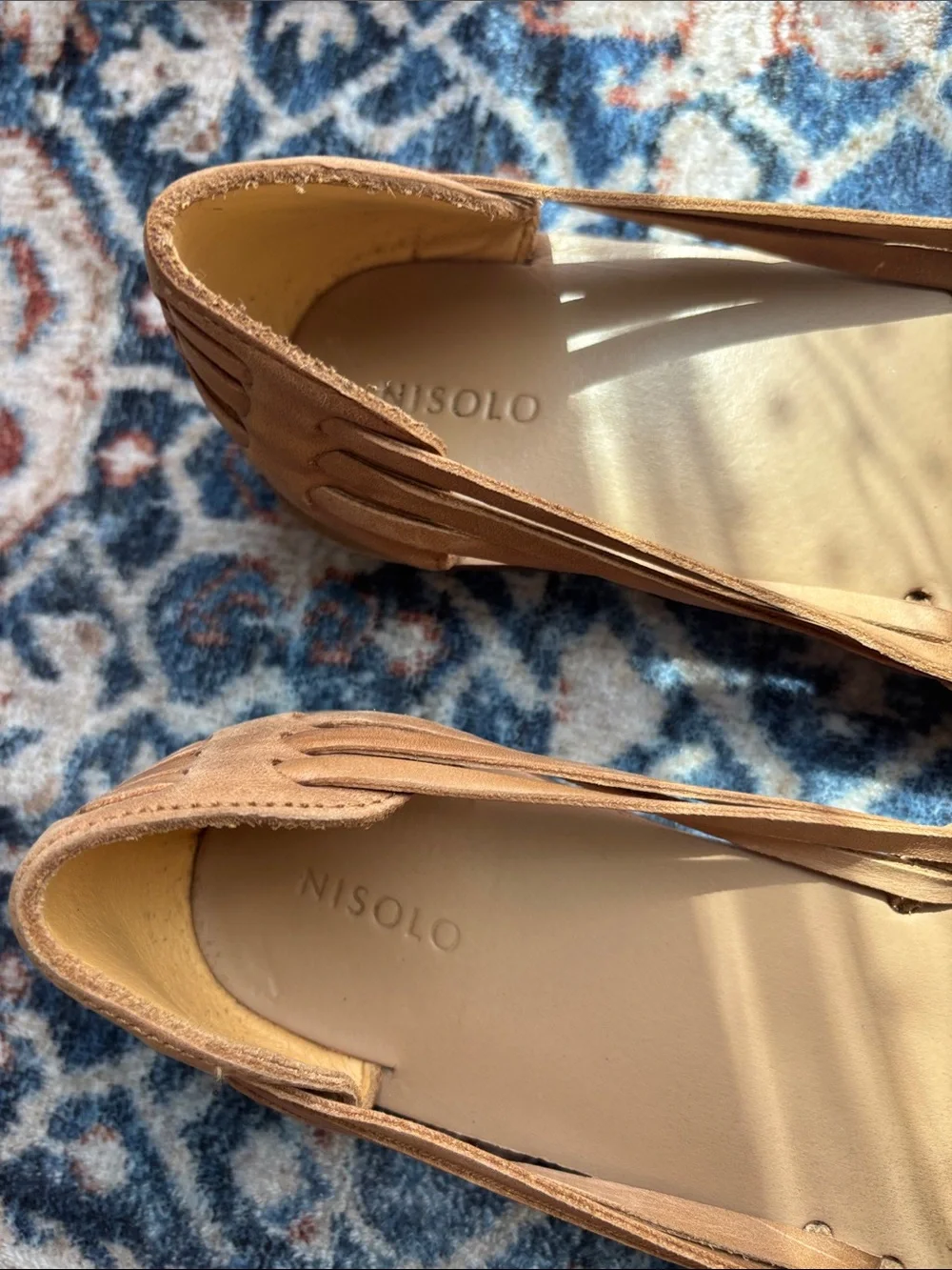 Nisolo Woven Leather Flats in Tan